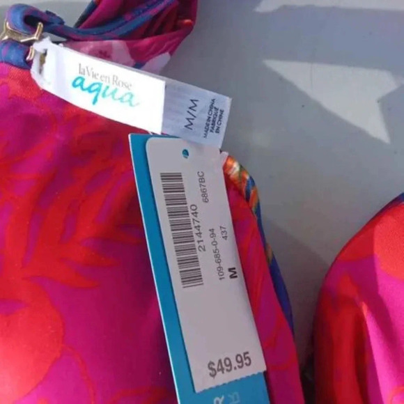 La vie en Rose Aqua reversible top  swimwear size M - Picture 2 of 4